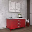 Mapoteca Mont 5 Gavetas 71,3cm x 120,4cm Aço Vermelho/Cinza