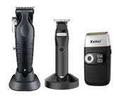 Máq.de Cortar Cabelo Prof.Kemei Km 2296 + Maq.de Acab. 1753 + Shaver 2026