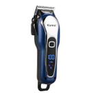 Máquina Corta Cabelo Tela Lcd Kemei S/Fio Bivolt Azul