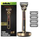 Máquina de barbear aquecida Gillette Labs Gold Edition com 5 recargas de lâminas