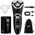 Máquina de barbear elétrica masculina MAX-T, giratória 3D, úmida/seca, preta