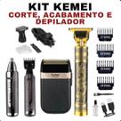 Máquina de Cabelo Kemei com Barbeador Premium e Aparador Compacto