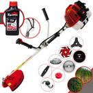 Máquina de Corta Grama Kawashima KW43L 43cc 1,7HP 8 Em 1 Com Carretel e Faca 3 Pontas + EXTRA Faca 2 Pontas + Faca 6 Pontas + Faca 40 Dentes + Faca 80 Dentes + Trimmer + Escova de Aço + ÓLEO TOYAMA