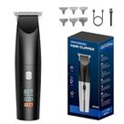 Máquina de cortar cabelo digital masculina com USB recarregável e pentes guia