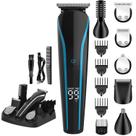 Máquina de cortar cabelo elétrica FK-8588T 6 em 1 LCD azul-preto USB Máquina de cortar cabelo elétrica FK-8588T 6 em 1 LCD azul-preto USB