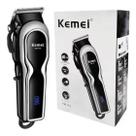 Máquina de Cortar Cabelo Profissional Potente 4 Pentes Bivolt Recarregável 15W Sem fio Kemei KM-119