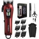 Máquina de cortar cabelo TCMKY Professional sem fio e com fio para homens, vermelha
