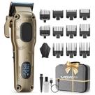 Máquina de cortar cabelo VGRPRO sem fio e com fio, com display LED, kit