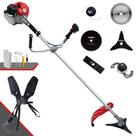 Máquina de Cortar Grama À Gasolina Anmax CG430P-TB 43cc 2HP Ideal Para Todos os Tipos de Trabalhos Completa Com Lâminas 2 Pontas, 3 Pontas, 40 Dentes, 80 Dentes, Trimmer e Cabeçote de Nylon