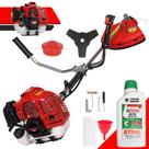 Máquina de Cortar Grama Á Gasolina Kawashima KW43-L 2T 43cc 1,7HP Roçadeira Profissional de Alta Performance Com Faca 3 Pontas e Carretel Nylon + ÓLEO CASTROL STIHL 2T 500ML