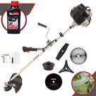 Máquina de Cortar Grama À Gasolina Kawashima KW52-LE 52cc 2,5HP 10.000rpm Roçadeira Lateral Com 5 Opções de Cortes, Carretel + 4 Lâminas de Cortes, Ideal Para Todos os Tipos de Trabalho + ÓLEO TOYAMA