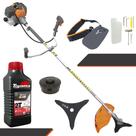 Máquina de Cortar Grama Á Gasolina Tekna RL520-P Plus 2T 52cc 2HP Roçadeira Lateral de Alta Performance Com Faca 3 Pontas e Carretel Nylon + ÓLEO TOYAMA 2T