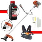 Máquina de Cortar Grama Á Gasolina Tekna RL520AC-G2 2T 52CC 2HP 13000RPM Roçadeira Lateral de Alta Performance E Rotação Com Faca 3 Pontas e Carretel Nylon + ÓLEO TOYAMA 2T 500ML