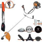 Máquina de Cortar Grama À Gasolina Tekna RL520P 52cc 2HP 10.000rpm Roçadeira Com Carretel Nylon + 4 Lâminas de Cortes + Escova de Aço 38 Cerdas
