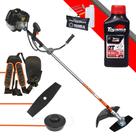Máquina de Cortar Grama Á Gasolina Terra GRH520 Profissional 52cc 2T 2,5Hp Roçadeira Completa Com Lâmina Facão, Cabeçote de Nylon e Cinto Duplo +ÓLEO TOYAMA 2T