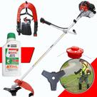 Máquina de Cortar Grama Á Gasolina Toyama RT43-L 2T 43cc 1,7HP Roçadeira Profissional de Alta Performance Com Faca 3 Pontas e Carretel Nylon + ÓLEO CASTROL STIHL 2T 500ML