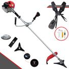 Máquina de Cortar Grama Anmax CG430P-TB À Gasolina 43cc 2HP 9.000rpm Roçadeira Lateral Completa Com Carretel Nylon + Lâmina 2 Pontas + Lâmina 3 Pontas + Lâmina Circular 80 Dentes + Escova de Aço