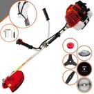Máquina de Cortar Grama Kawashima KW52L À Gasolina 2T 52cc 10.000rpm 2,5HP de Potência Roçadeira 6 Em 1 Com Carretel, Faca 2 Pontas, Faca 3 Pontas, Faca 40 Dentes, Faca 80 Dentes e Escova de Aço