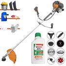 Máquina de Cortar Grama Profissional À Gasolina Tekna RL430P 43cc 1,7HP 10.000rpm Roçadeira Completa Com 8 Opções de Cortes + EPI + ÓLEO STIHL 2T