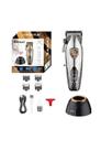 Máquina de Corte Profissional Kemei KM 2230 7500RPM com Base Carregadora Display LCD Sem Fio Bivolt Prata