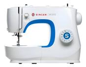 Máquina de costura reta portátil Singer M3205 branca e azul
