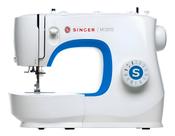 Máquina de costura reta portátil Singer M3205 branca e azul