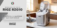 Máquina de Gelo RIGZ RGZ10 12kg 9 Cubos por Ciclo 100W Prata