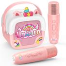 Máquina de karaokê Delighkidz Mini Unicorn com 2 microfones sem fio