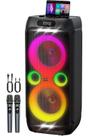 Máquina de karaokê JAPOUCA Bluetooth com 2 microfones sem fio e woofer de 8" Máquina de karaokê JAPOUCA Bluetooth com 2 microfones sem fio e woofer de 8"