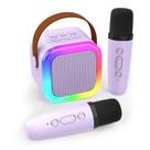 Máquina de karaokê Koolcover Mini para crianças/adultos com 2 microfones roxa