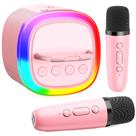 Máquina de Karaoke Mini HWWR con 2 Micrófonos Inalámbricos y Luces Disco