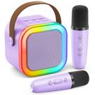 Máquina de Karaokê Portátil Bluetooth Peski com 2 Microfones - Roxa Máquina de Karaokê Portátil Bluetooth Peski com 2 Microfones - Roxa