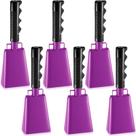 Máquina de ruído de metal Cow Bells Kigley, pacote com 6 unidades, com alça roxa