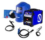 Máquina de solda sem gás Mig 0 BV com máscara de soldagem Blue Boxer portátil eficiente segura prática resistente Máquina de solda sem gás Mig 0 BV com máscara de soldagem Blue Boxer portátil eficiente segura prática resistente