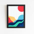 Mar e Sol Arte Abstrato Quadro Moldura Preta 60x40cm Mar e Sol Arte Abstrato Quadro Moldura Preta 60x40cm