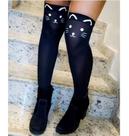 Maravilhosa Meia Preta De Gatinho Raibow 7/8 Geek Sexy Pinup