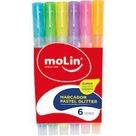 Marca Texto 06 Cores Molin Fluorescente Glitter