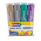 Marca Texto Acrilex Fantasia Metallic com 4 Cores