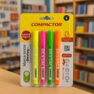 Marca-Texto Compactor Destaq Kit com 4 Cores Neon para Canhotos e Destros