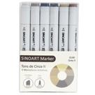 Marcador Artístico Sinoart Marker 06 Tons de Cinza II