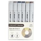 Marcador Artístico Sinoart Marker 06 Tons de Cinza II