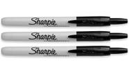 Marcador Sharpie retrátil permanente de ponta fina preto, 3 unidades Marcador Sharpie retrátil permanente de ponta fina preto, 3 unidades