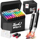 Marcadores Artísticos HOMSAILMO 80 Cores Dupla Ponta com Tinta à Base de Álcool Marcadores Artísticos HOMSAILMO 80 Cores Dupla Ponta com Tinta à Base de Álcool
