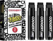 Marcadores Coogert Jumbo 15 mm Preto Tinta Acrílica 3 Unidades