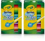 Marcadores Crayola Super Tips, laváveis, 50 unidades, pacote com 2
