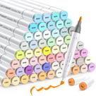Marcadores de álcool Caliart 61 cores pastel com pincel e ponta de cinzel