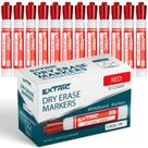 Marcadores de apagamento a seco EXTRIC, ponta de cinzel de 12 unidades, quadro vermelho e branco