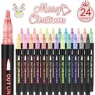 Marcadores de contorno OLINGYOU, conjunto de glitter metálico de 24 cores