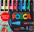 Marcadores de pintura Posca 5M Medium com pontas reversíveis, conjunto de 8 peças Marcadores de pintura Posca 5M Medium com pontas reversíveis, conjunto de 8 peças