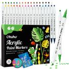 Marcadores de tinta acrílica Ohuhu 36 cores, ponta dupla, impermeáveis